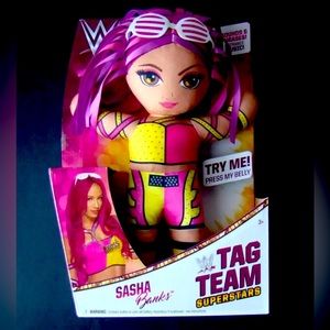 WWE Mattel Tag team Superstars Sasha Banks Talking Plush Toy 2017 New 14”